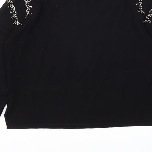 Wallis Womens Black Floral  Basic T-Shirt Size 14