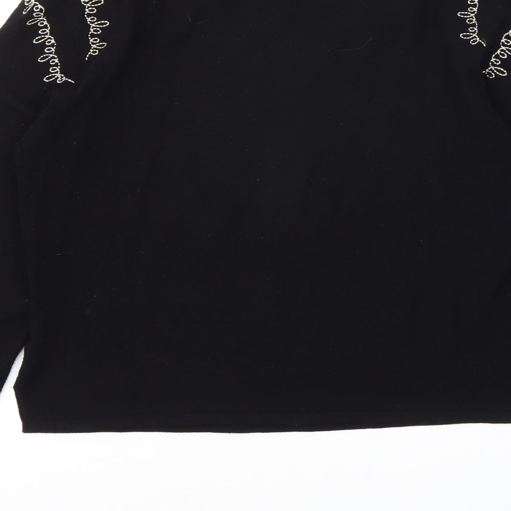 Wallis Womens Black Floral  Basic T-Shirt Size 14