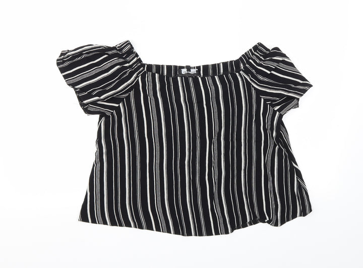 New Look Womens Black Polka Dot Basic Blouse Size 8