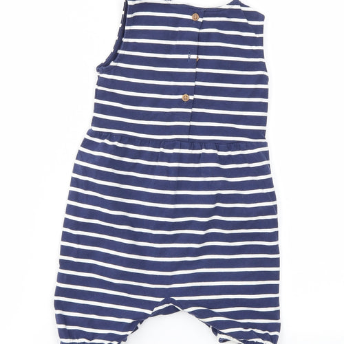 M&S Boys Blue Striped  Babygrow One-Piece Size 12-18 Months