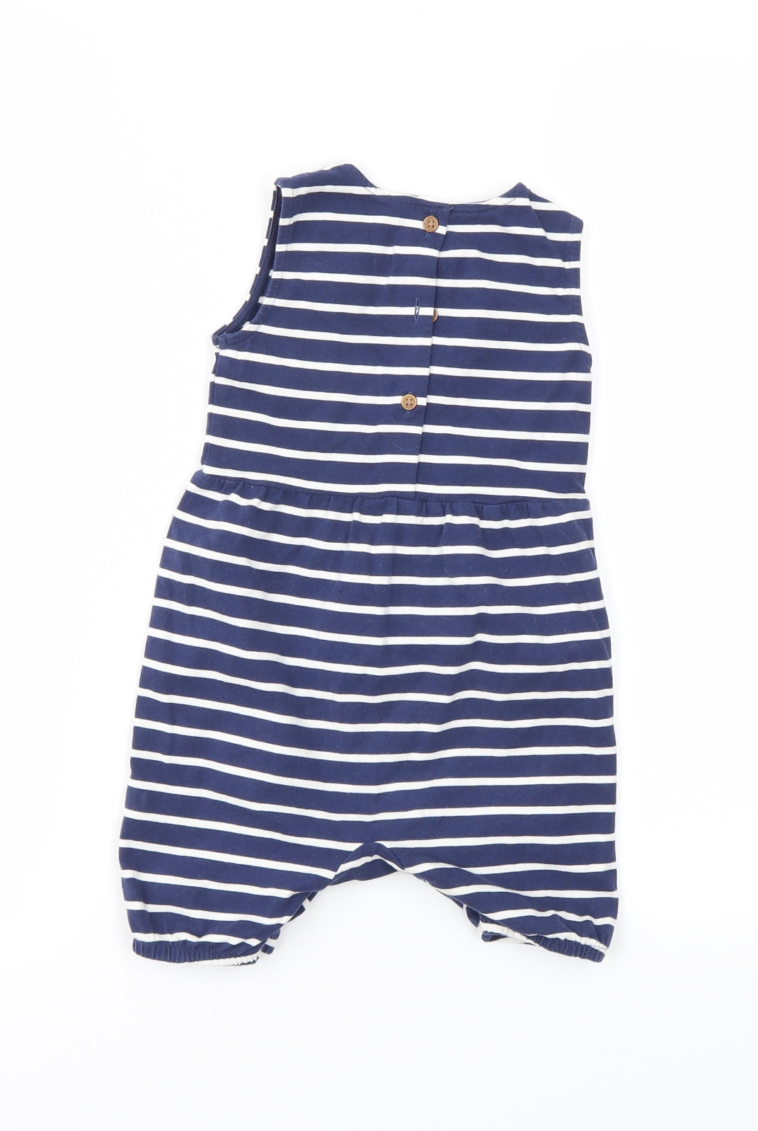 M&S Boys Blue Striped  Babygrow One-Piece Size 12-18 Months