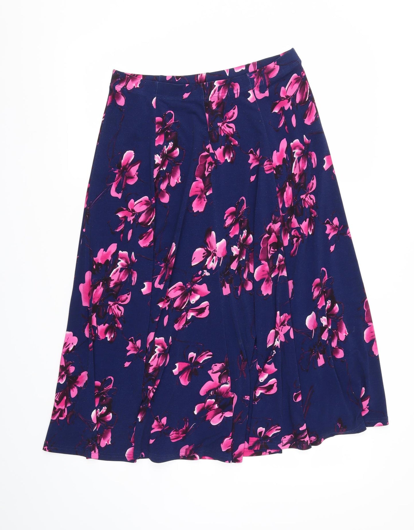 Papaya Womens Blue Floral  Flare Skirt Size 12  - Stretch waistband
