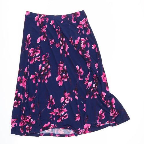 Papaya Womens Blue Floral  Flare Skirt Size 12  - Stretch waistband