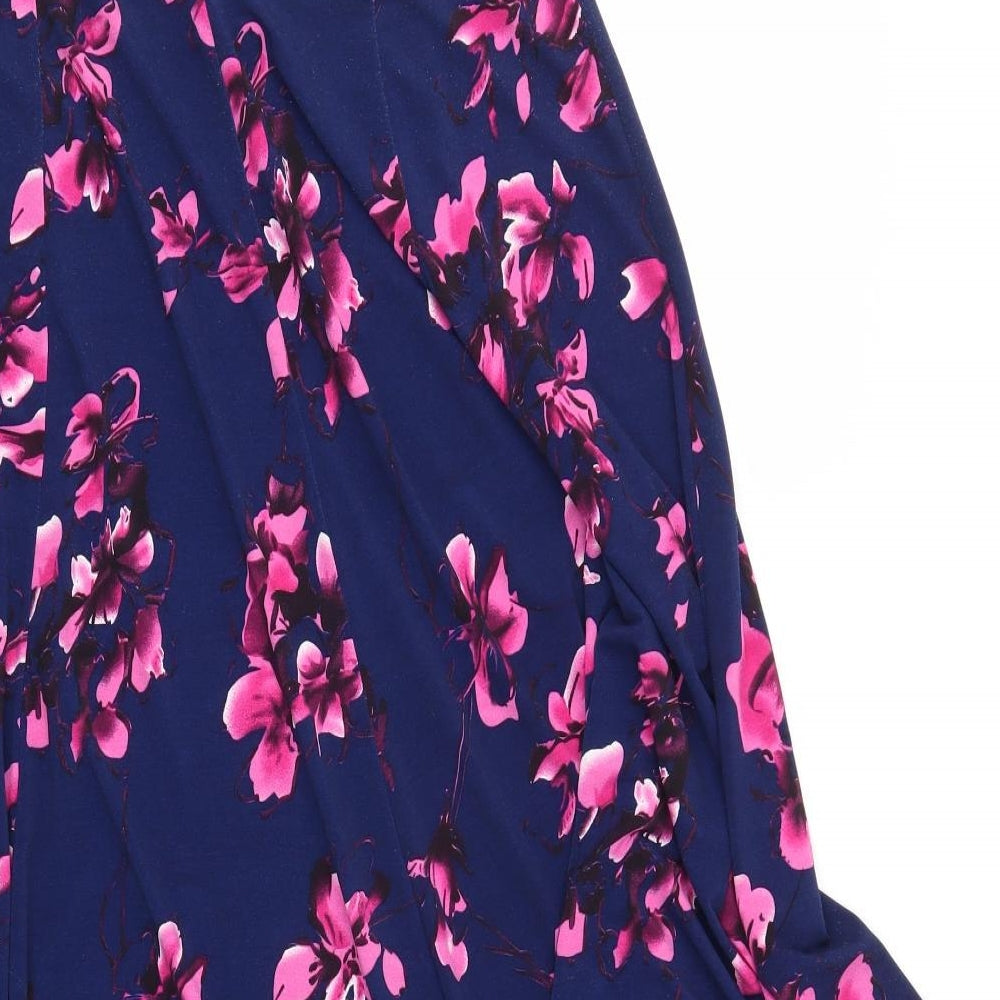 Papaya Womens Blue Floral  Flare Skirt Size 12  - Stretch waistband