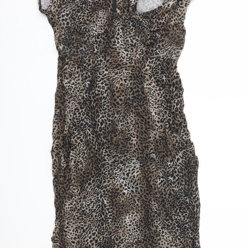 Internacionale Womens Brown Animal Print  A-Line  Size 8