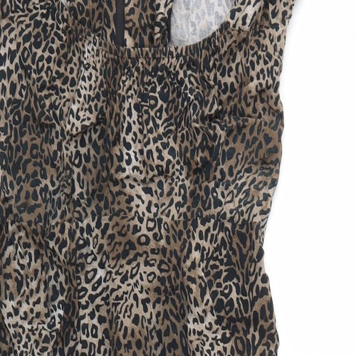 Internacionale Womens Brown Animal Print  A-Line  Size 8