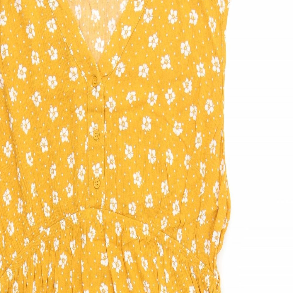 H&H Womens Yellow Floral  Fit & Flare  Size 14