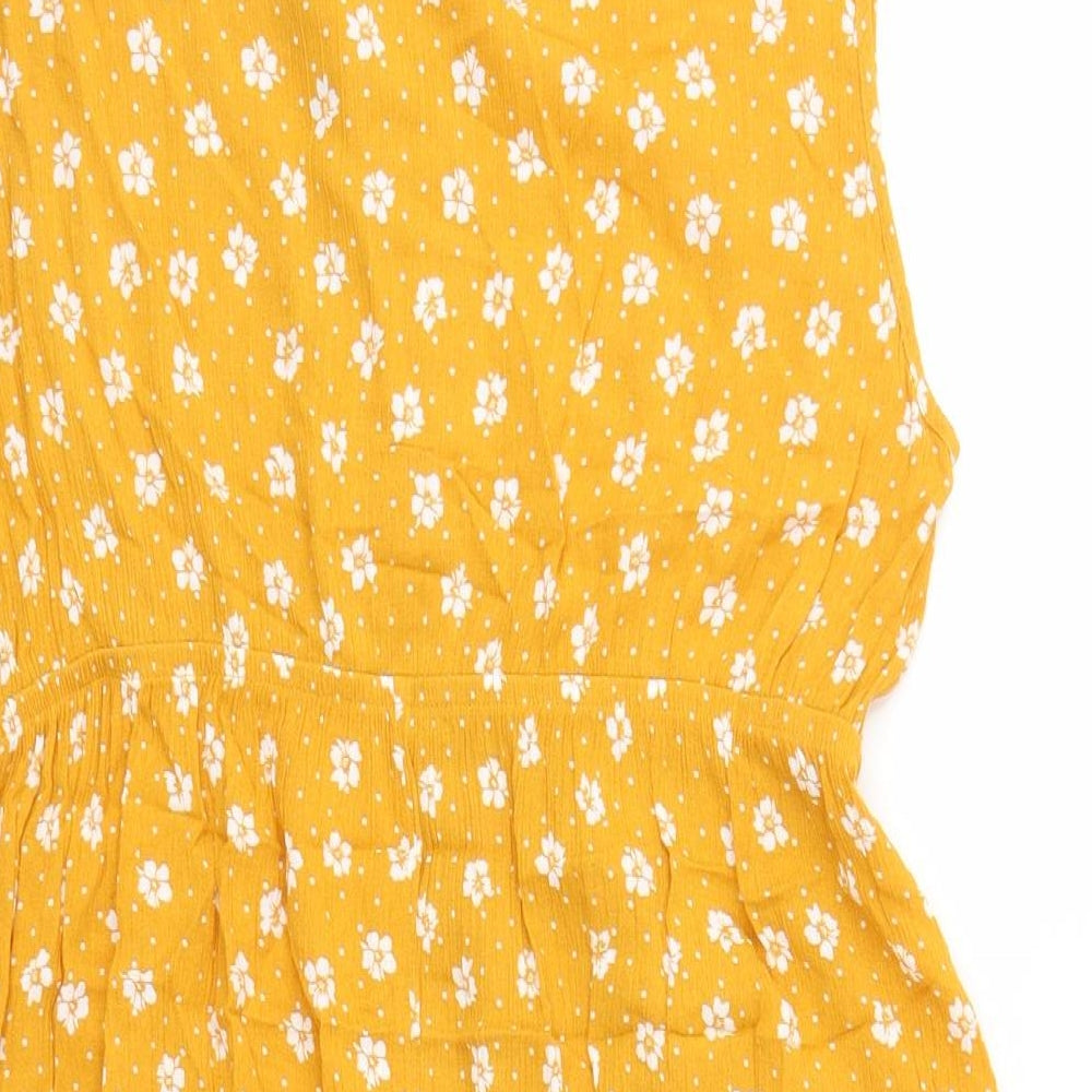 H&H Womens Yellow Floral  Fit & Flare  Size 14