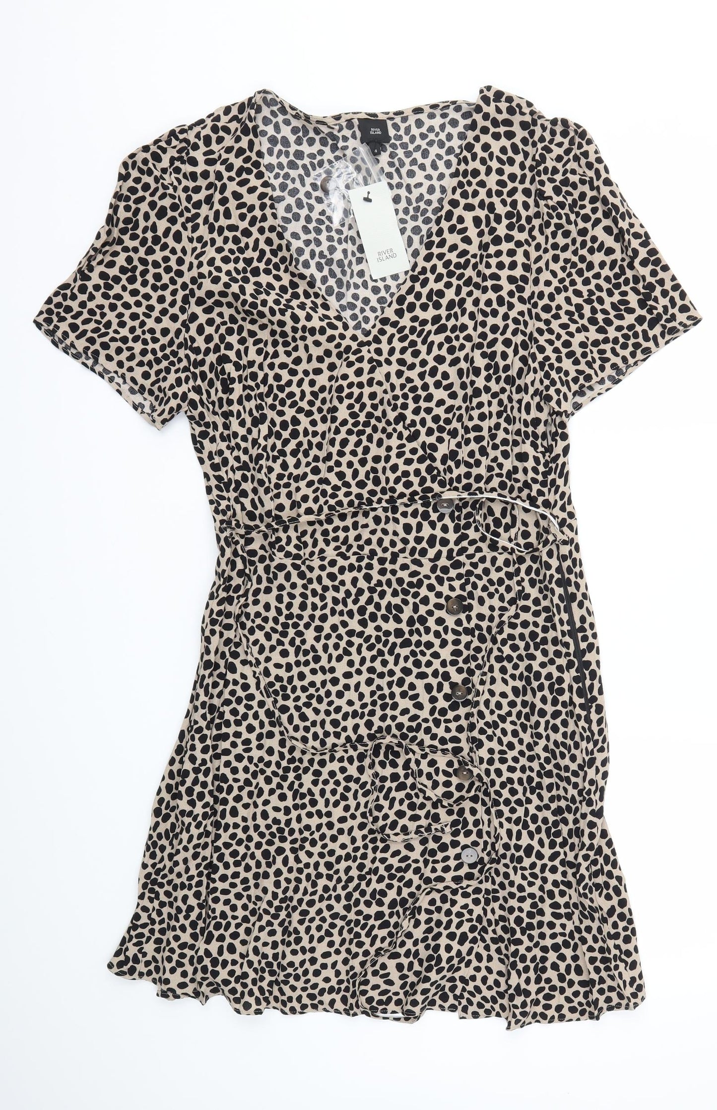 RIVER ISLAND  Womens Brown Animal Print  Fit & Flare  Size 16