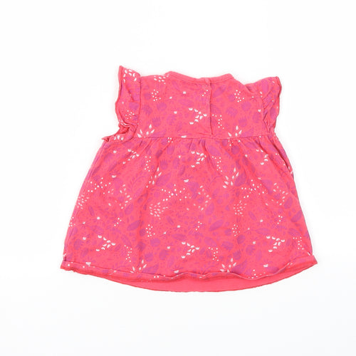 Preworn Girls Red Floral  Basic T-Shirt Size 9-12 Months