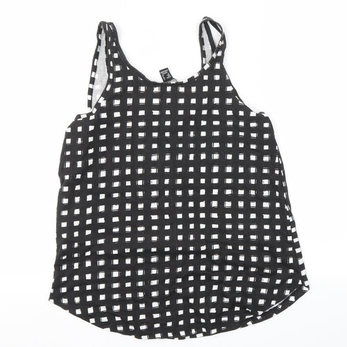 Primark Womens Black Check  Basic T-Shirt Size 8