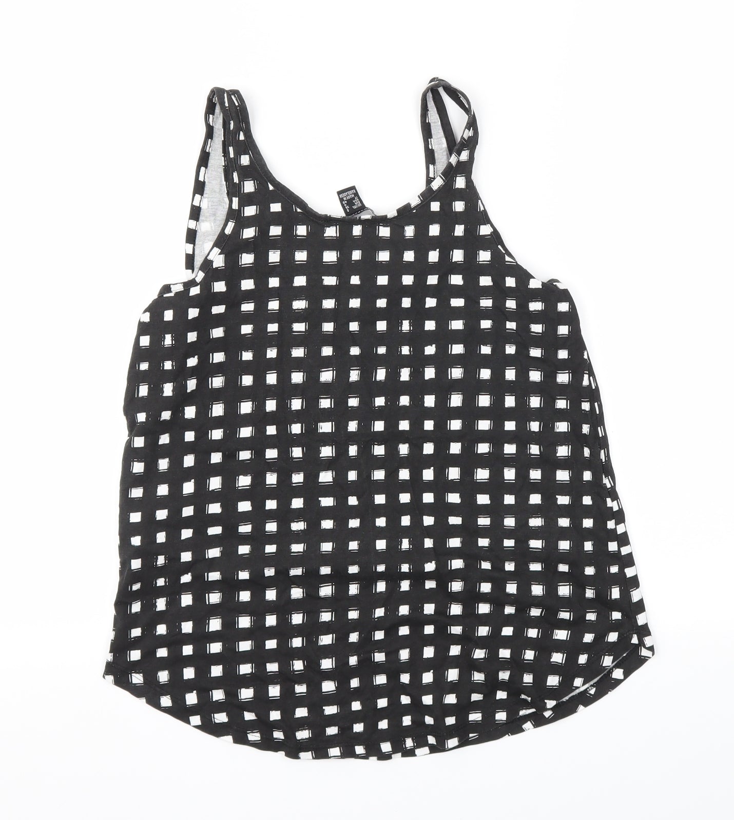 Primark Womens Black Check  Basic T-Shirt Size 8