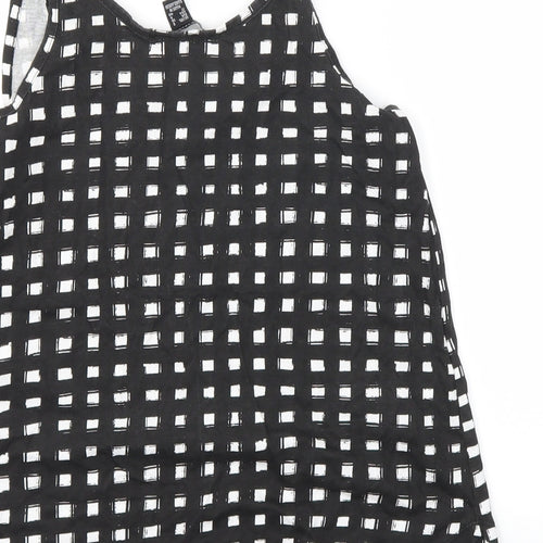 Primark Womens Black Check  Basic T-Shirt Size 8