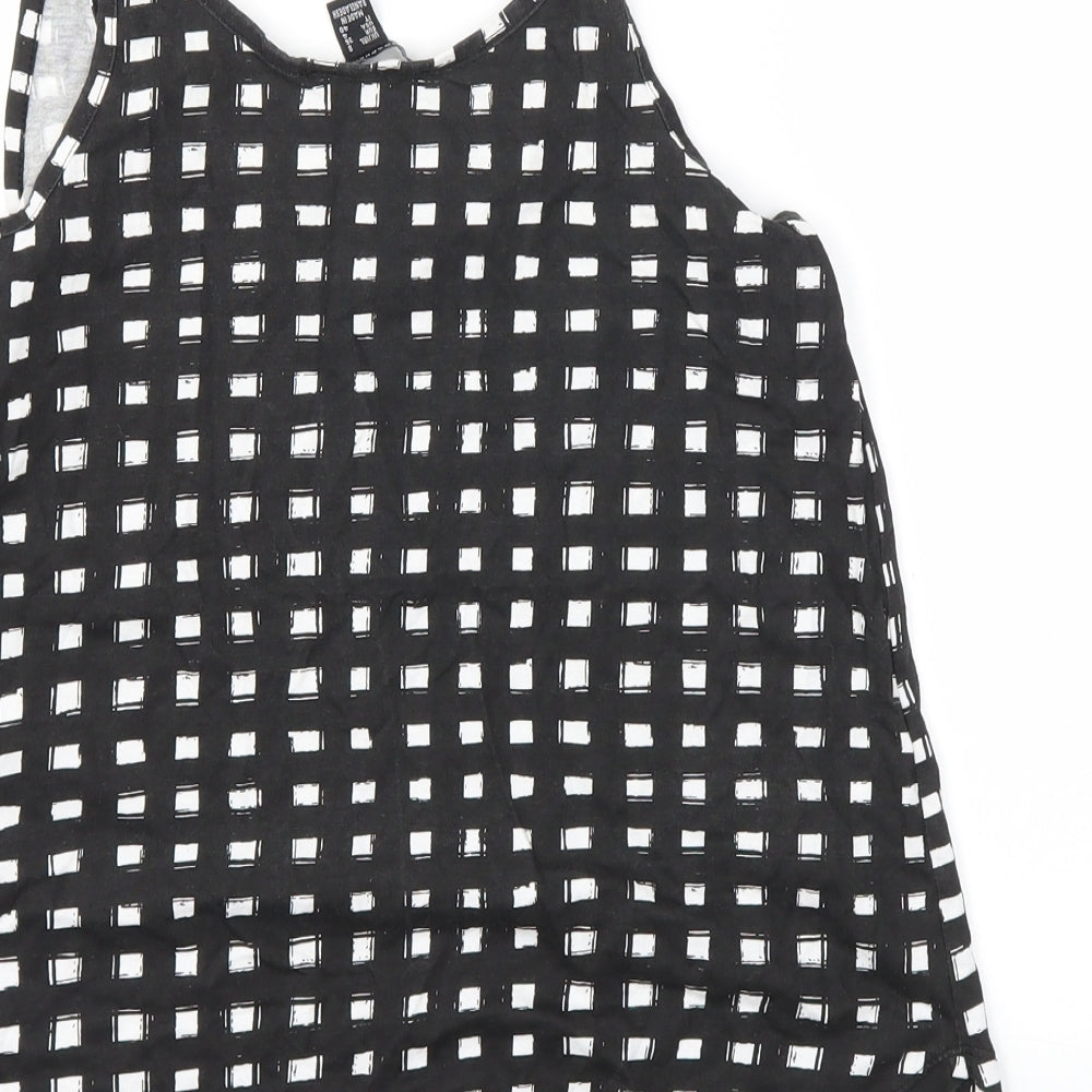 Primark Womens Black Check  Basic T-Shirt Size 8