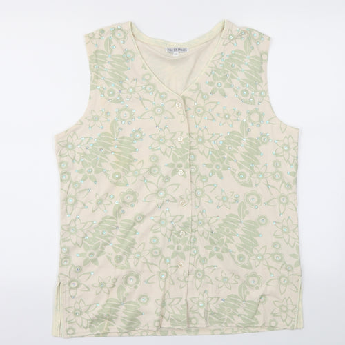 South Lodge Womens Green Floral  Basic T-Shirt Size 2XL