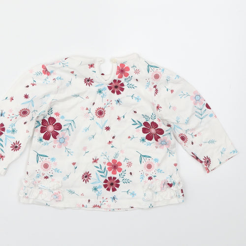 George Girls White Floral  Basic T-Shirt Size 3-6 Months
