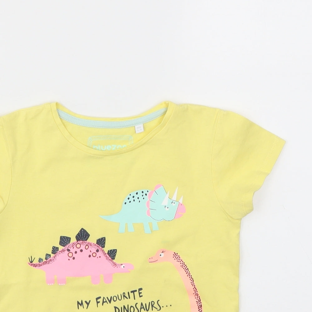 BLUEZOO Girls Yellow Animal Print  Basic T-Shirt Size 4-5 Years