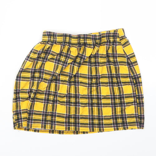 Boohoo Womens Yellow Check  Basic T-Shirt Size 12