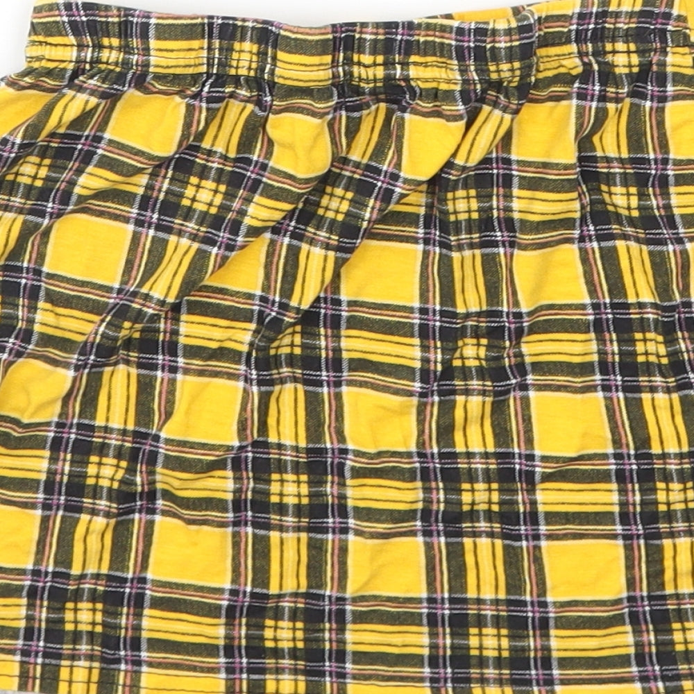 Boohoo Womens Yellow Check  Basic T-Shirt Size 12