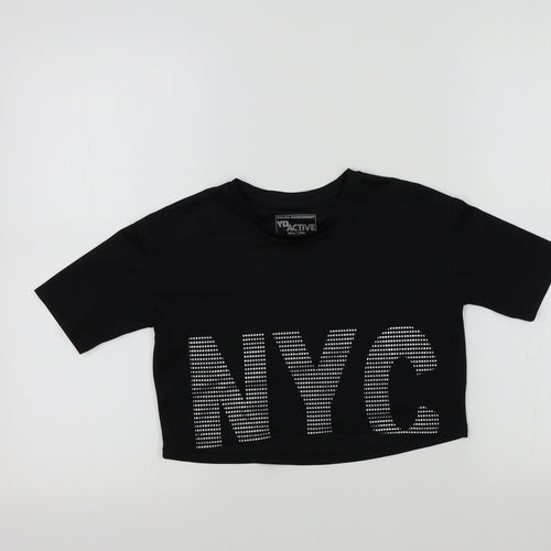 YD Girls Black Colourblock  Basic T-Shirt Size 8-9 Years