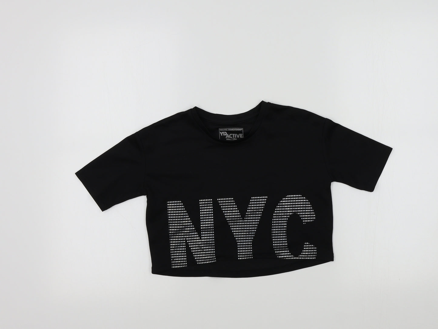 YD Girls Black Colourblock  Basic T-Shirt Size 8-9 Years