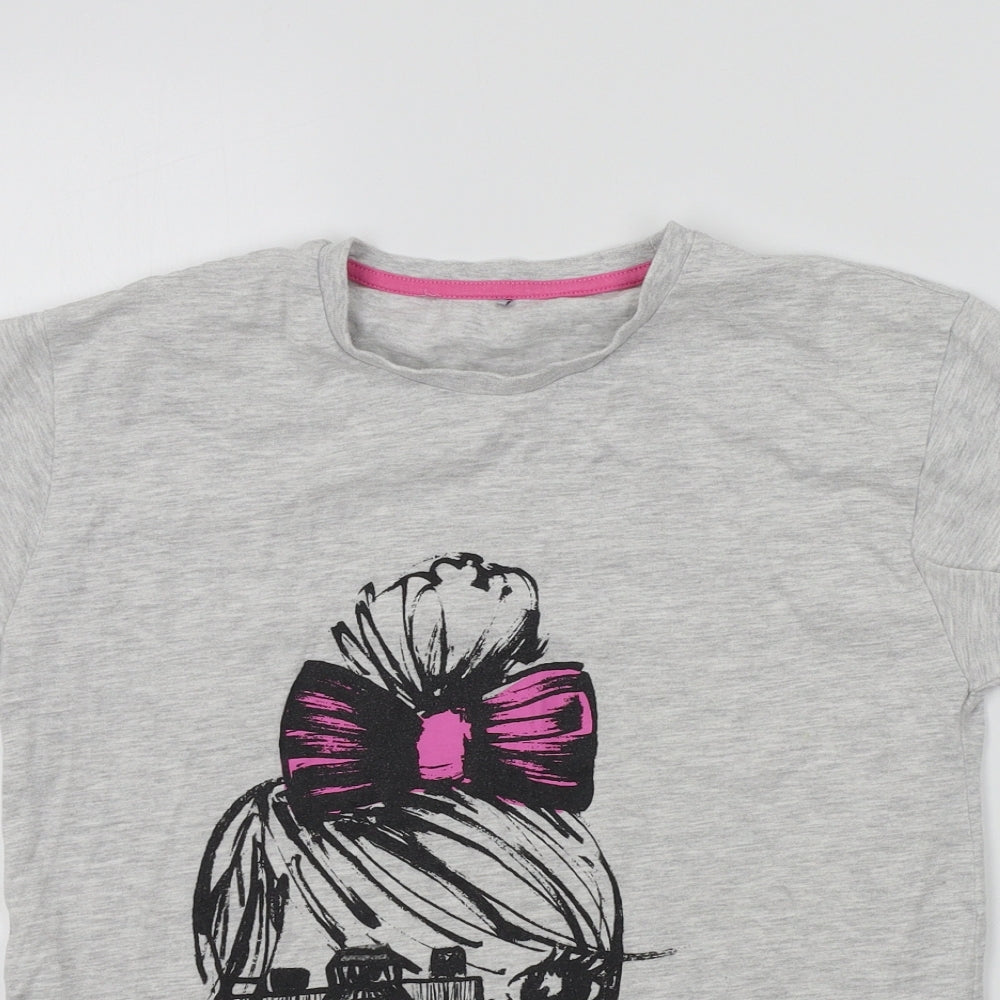 George Girls Grey Colourblock  Basic T-Shirt Size 13-14 Years