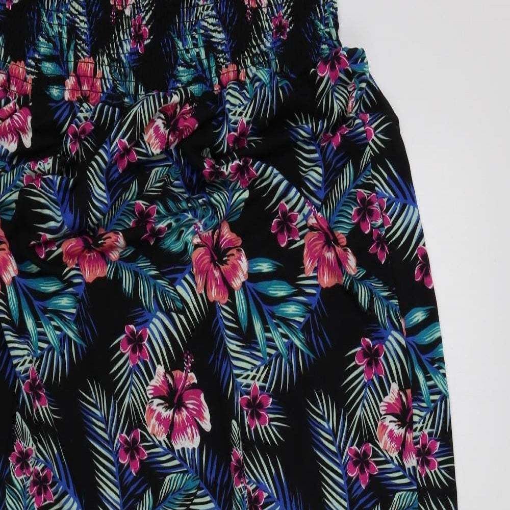 B.YOU Womens Black Floral  Fit & Flare  Size 16