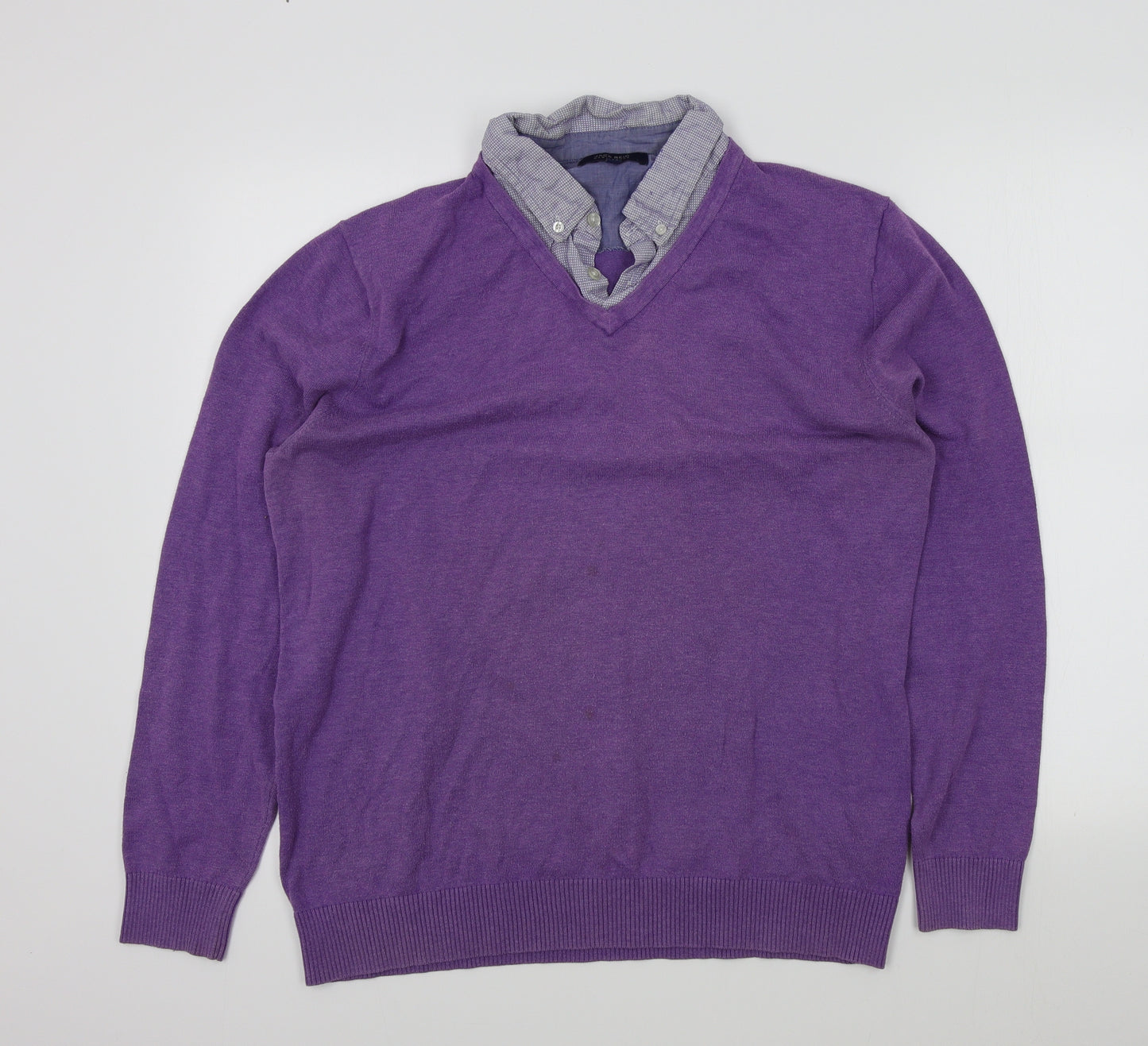 Jack reid Mens Purple   Pullover Jumper Size L  - shirt collar insert