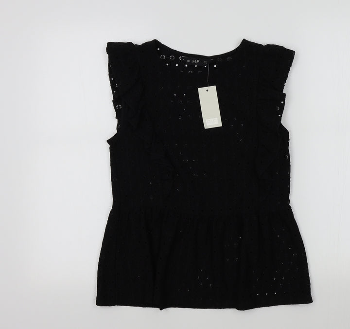 F&F Womens Black Colourblock  Basic Blouse Size 8