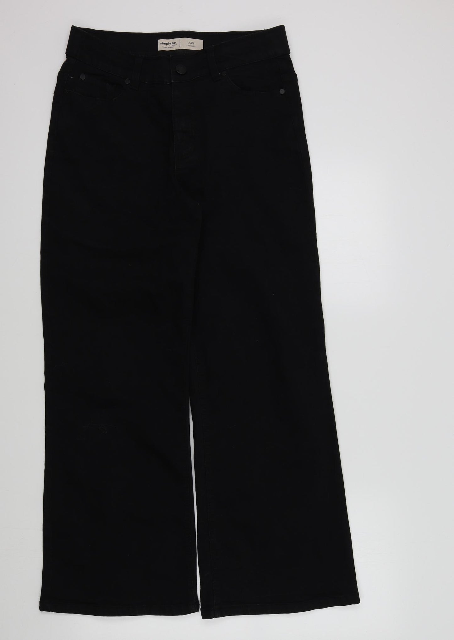Simply Be Womens Black   Wide-Leg Jeans Size 12 L28 in