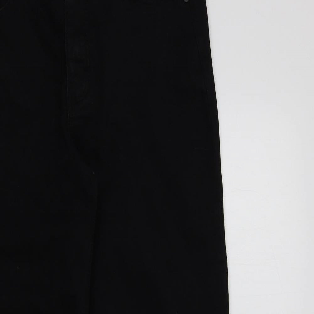 Simply Be Womens Black   Wide-Leg Jeans Size 12 L28 in