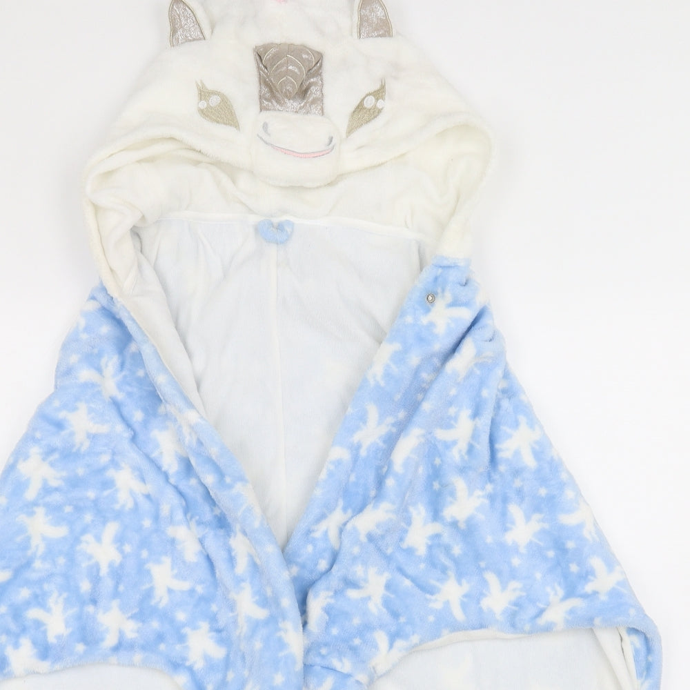 Matalan Girls Blue Solid   Robe Size 10 Years  - hooded cape, unicorn