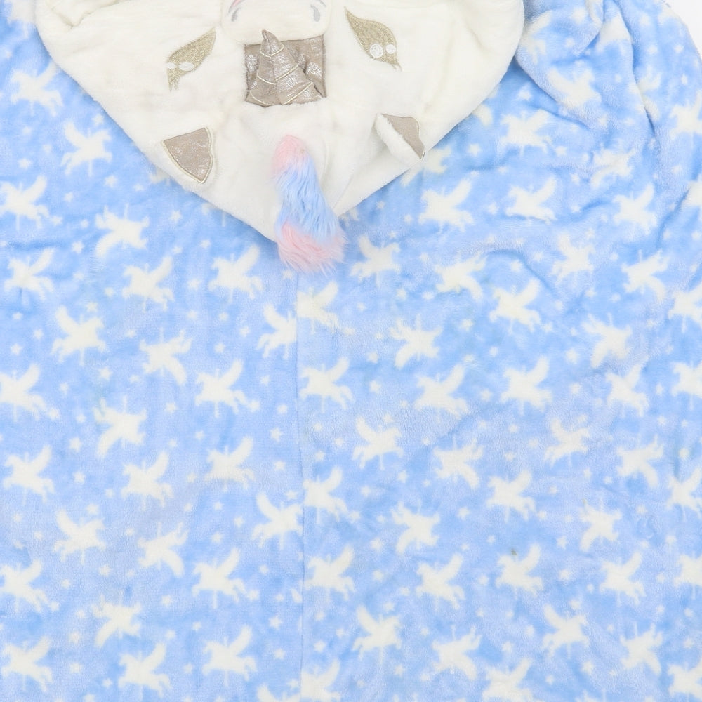 Matalan Girls Blue Solid   Robe Size 10 Years  - hooded cape, unicorn