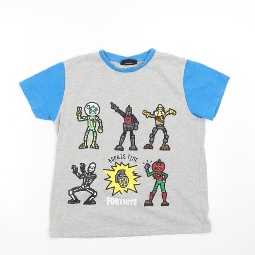 Matalan Boys Grey Solid   Pyjama Top Size L  - fortnite