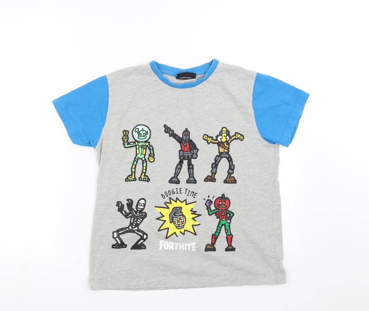 Matalan Boys Grey Solid   Pyjama Top Size L  - fortnite