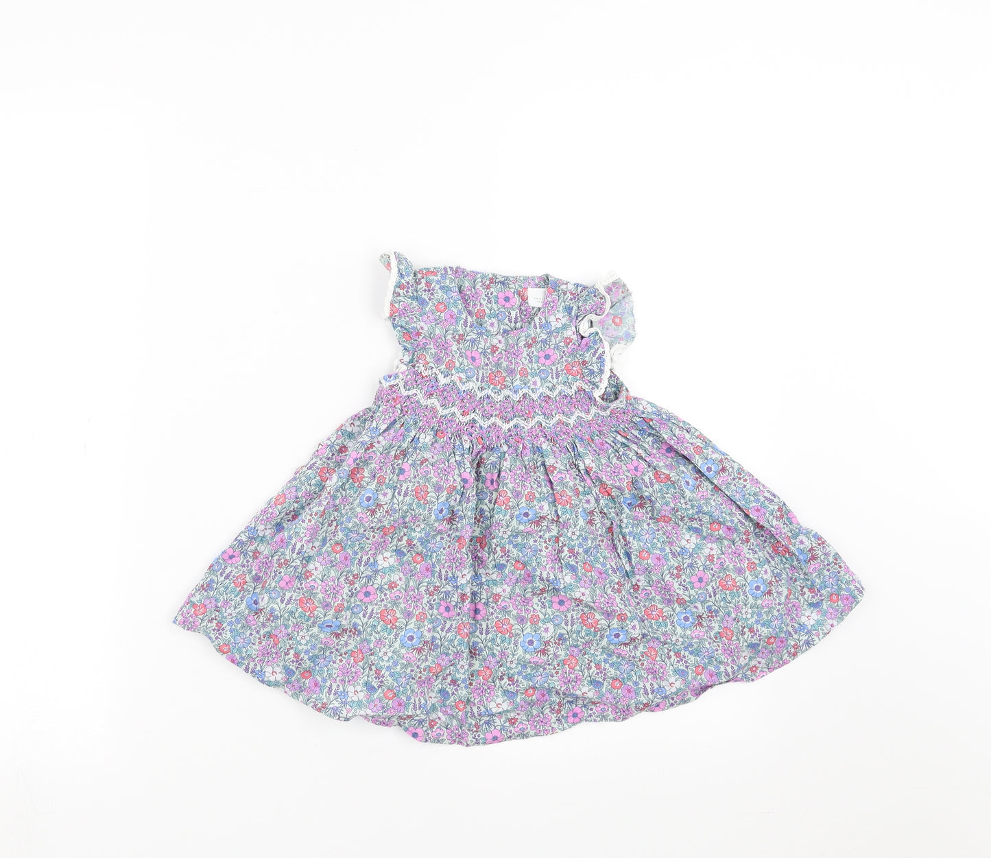 NEXT Girls Purple Floral  Fit & Flare  Size 6-9 Months