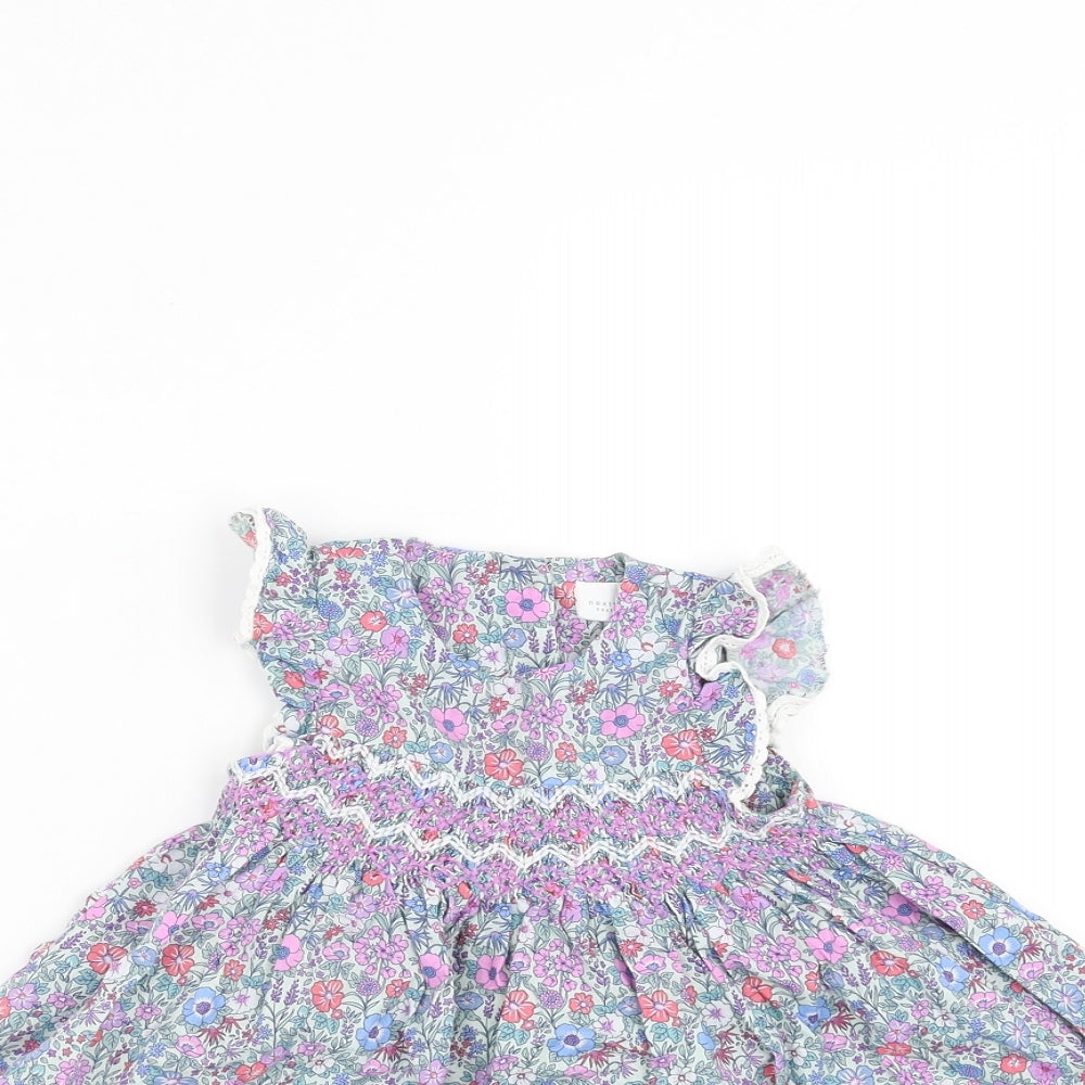 NEXT Girls Purple Floral  Fit & Flare  Size 6-9 Months