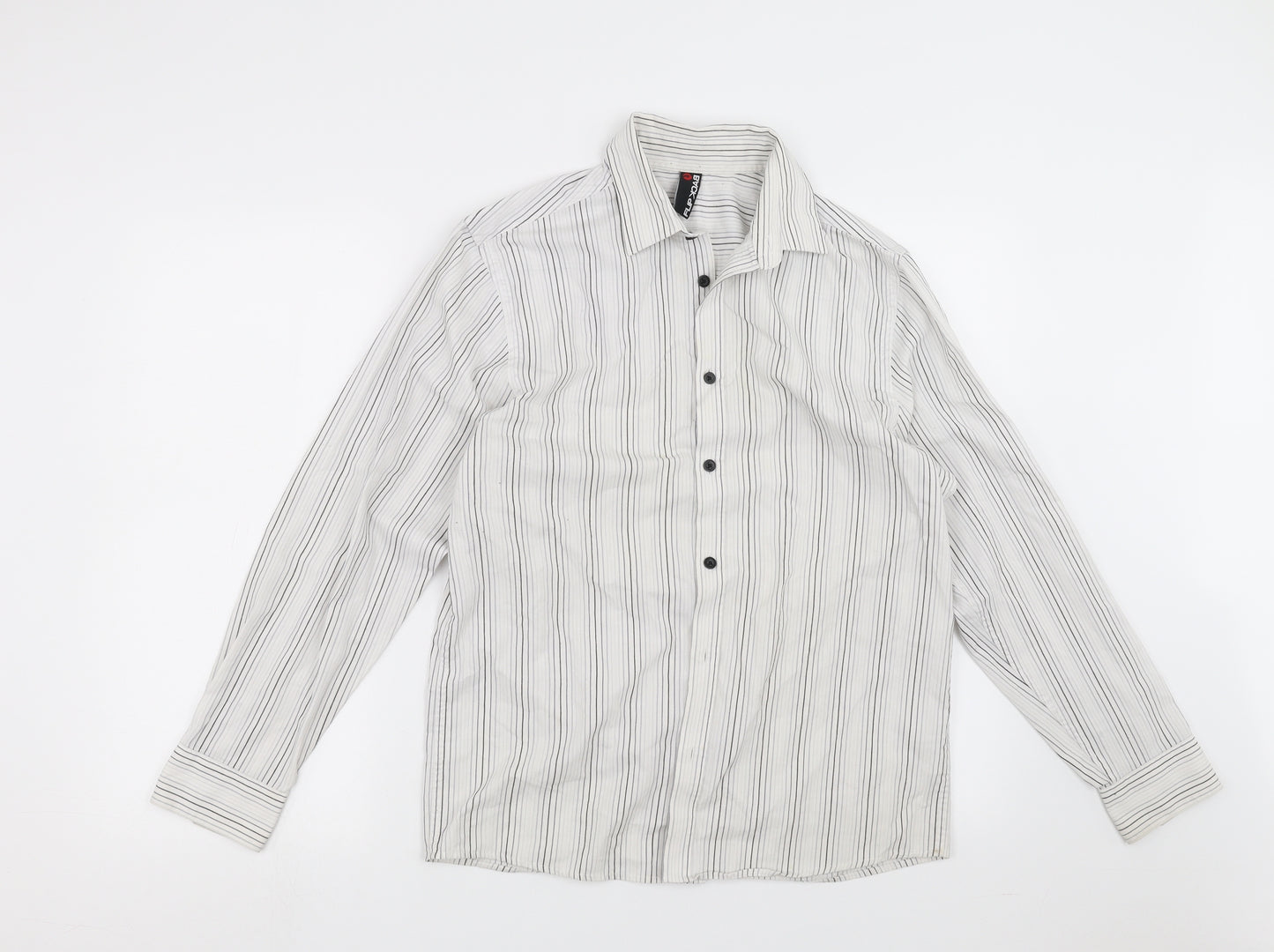 Back Flip Boys White Striped  Basic Button-Up Size 13-14 Years