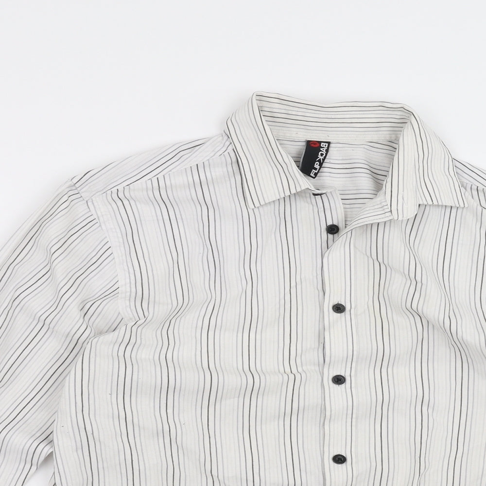 Back Flip Boys White Striped  Basic Button-Up Size 13-14 Years