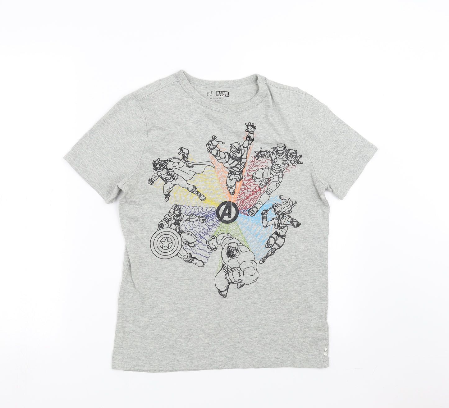 Gap Boys Grey   Basic T-Shirt Size 12-13 Years  - MARVEL