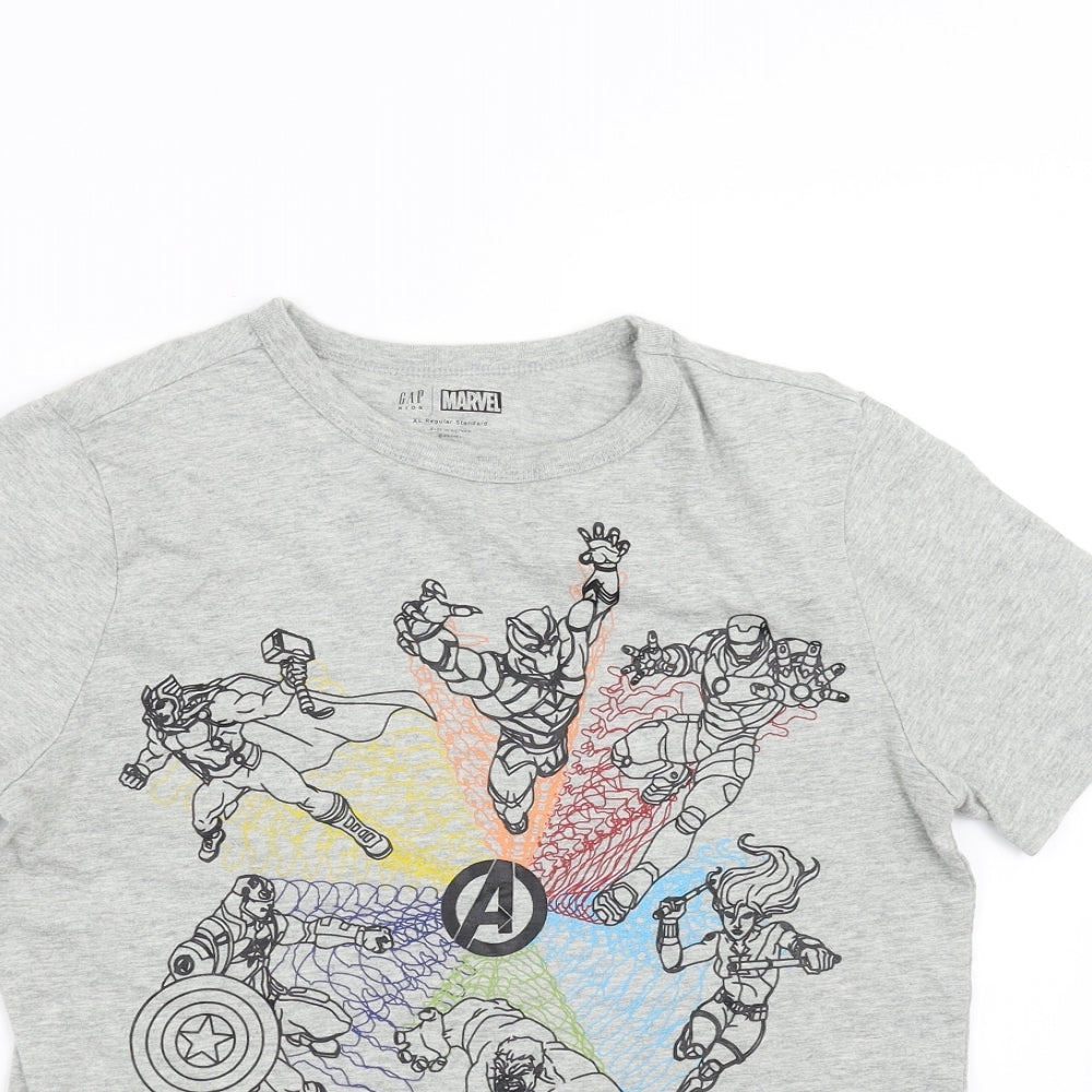 Gap Boys Grey   Basic T-Shirt Size 12-13 Years  - MARVEL