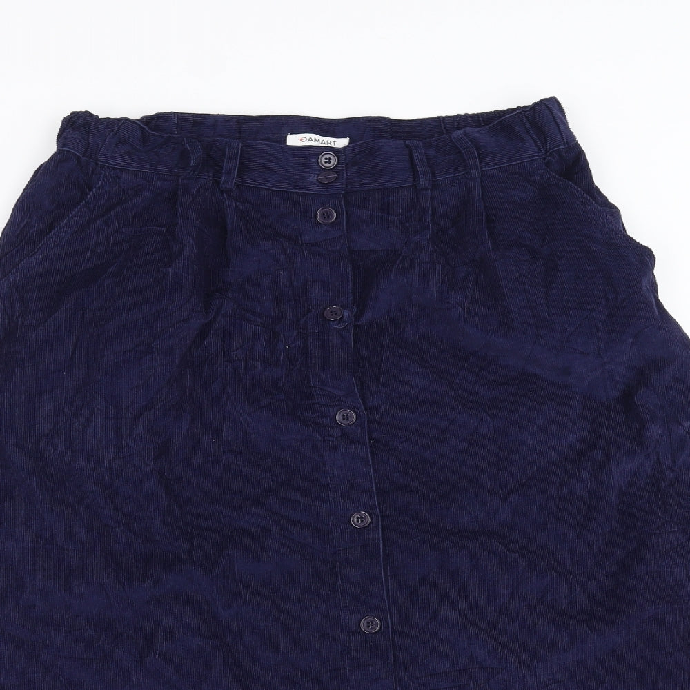 Damart Womens Blue  Corduroy A-Line Skirt Size 14