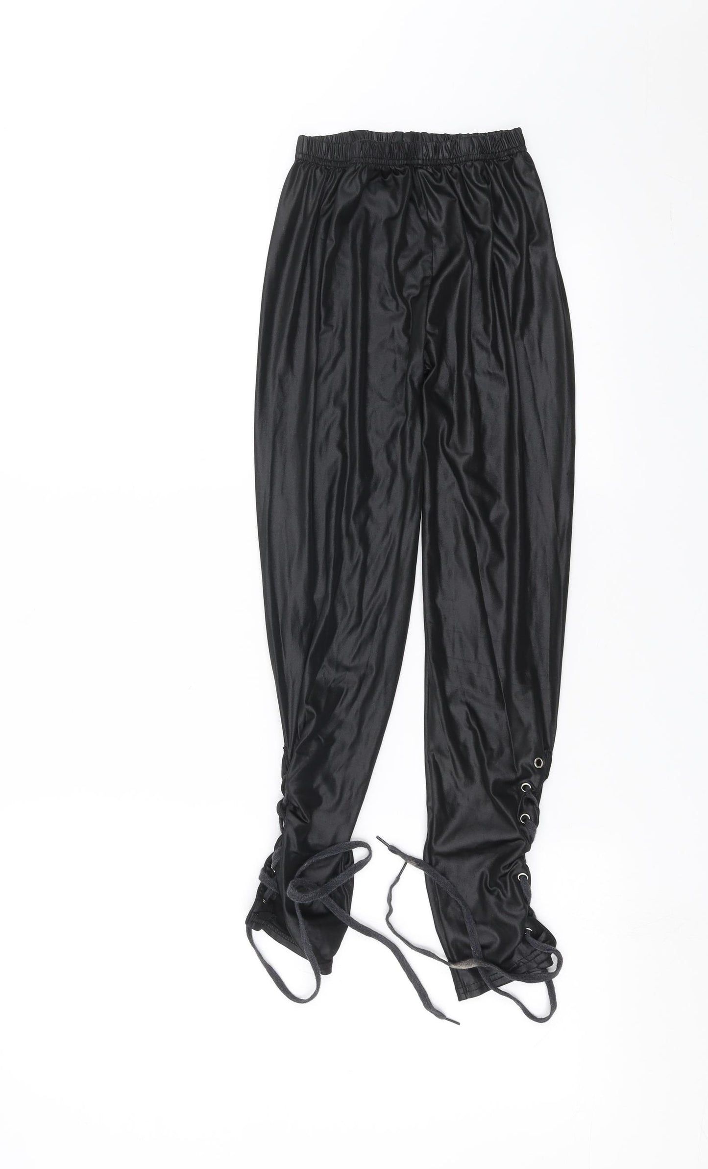 Preworn Womens Black   Carrot Leggings Size S L23 in - Lace up Detail