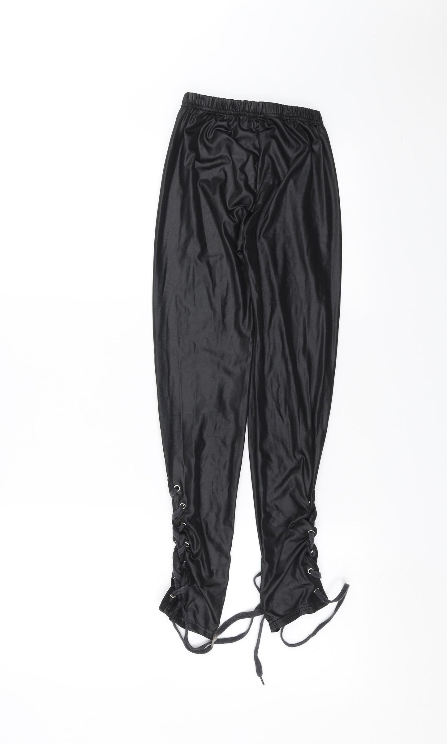 Preworn Womens Black   Carrot Leggings Size S L23 in - Lace up Detail