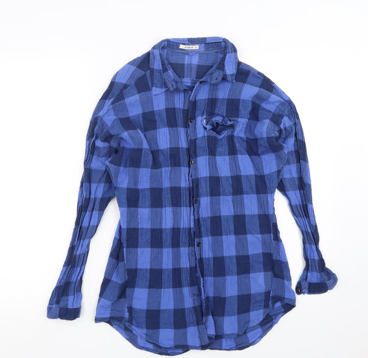 Lee Womens Blue Check  Basic Button-Up Size XS