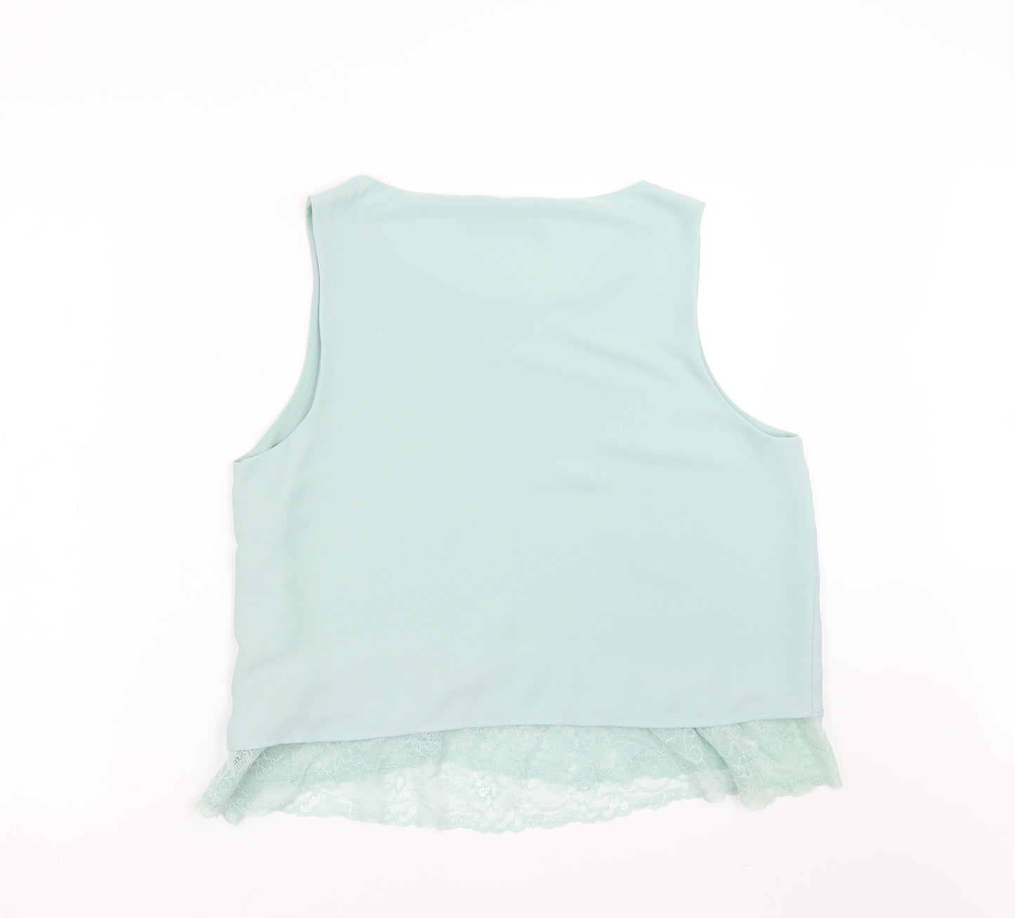 Zara Womens Green   Basic Blouse Size XL  - lace hem