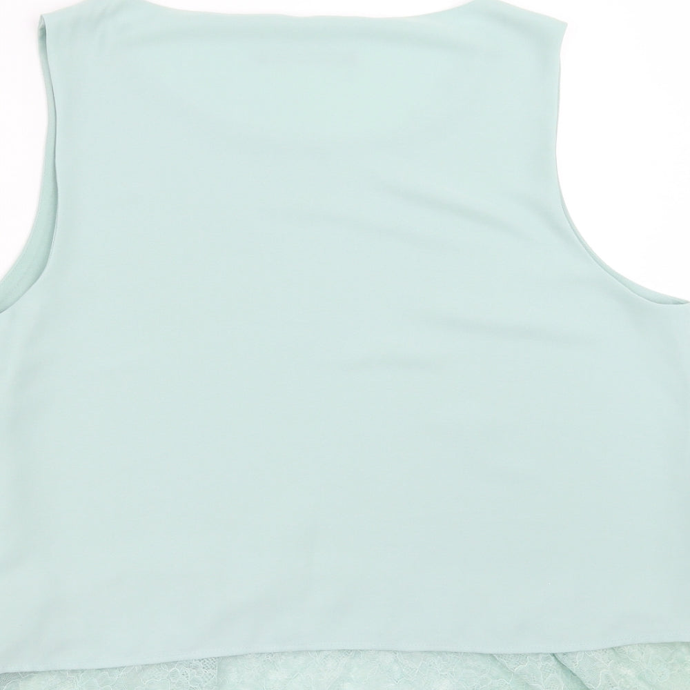 Zara Womens Green   Basic Blouse Size XL  - lace hem