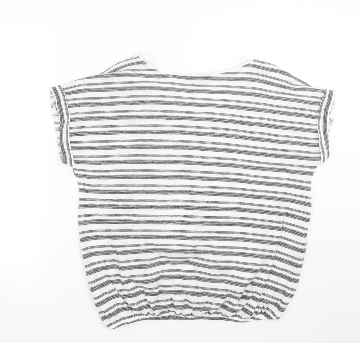 F&F Womens White Striped  Basic T-Shirt Size 12
