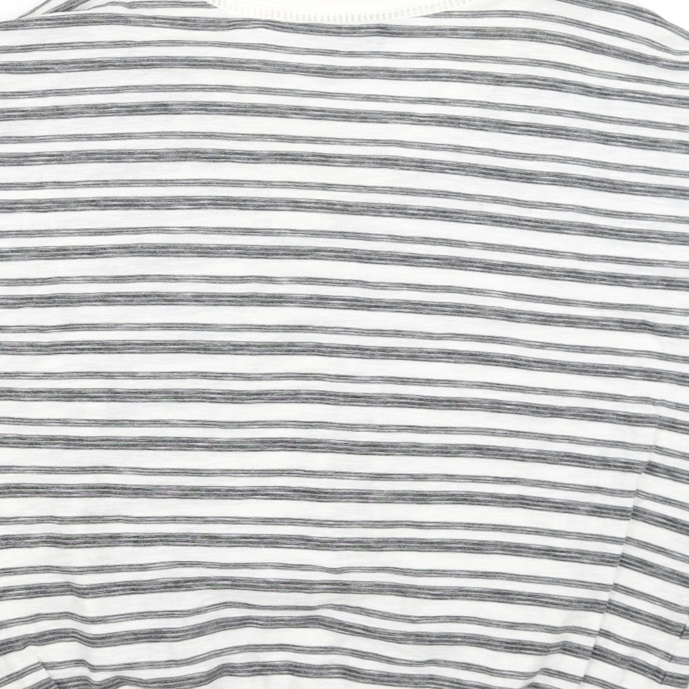 F&F Womens White Striped  Basic T-Shirt Size 12