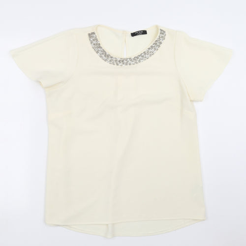George Womens Ivory   Basic Blouse Size 14  - beaded neck line